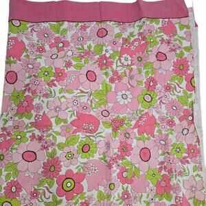 Vintage Wabasso Bedsheet Pink Green Floral Top Flat Sheet Twin Cotton Bedding